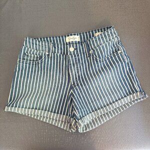 Jessica Simpson Striped Jean Midrise Cuff Shorts Size 4/27